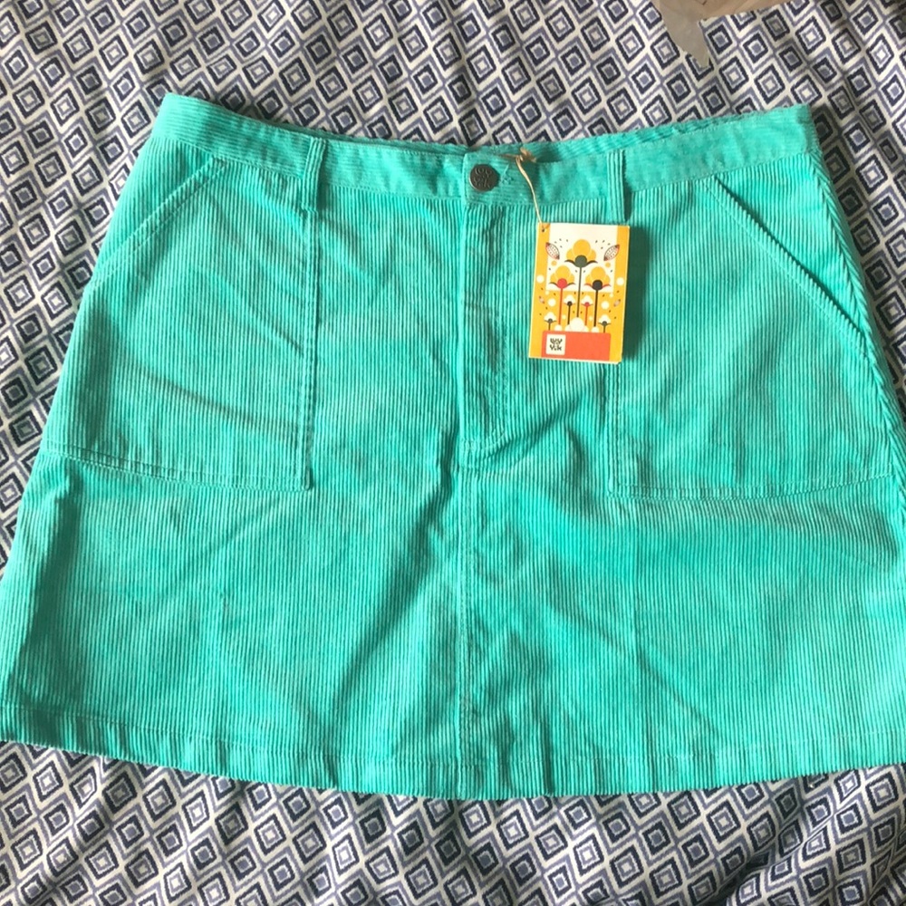 NWT Teal Turquoise Lucy & Yak Corduroy Skirt Size US 16